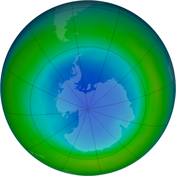 Antarctic ozone map for August 1997